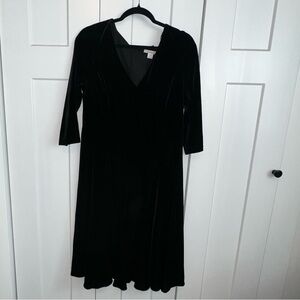 Coldwater Creek Black Velvet 3/4 Sleeve Dress - Size Medium(10-12)